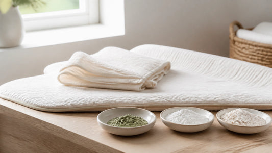 green clay : cornstarch vs arrowroot baby powder comparison in a natural nursery setting