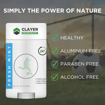 Natural Deodorant - Soccer Players - 3.35 OZ - NEW FORMULA - CLAYER
