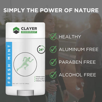 Natural Deodorant - Active Lifestyle - 3.35 OZ - NEW FORMULA - CLAYER