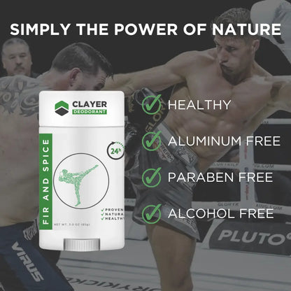 Natural Deodorant - Fighters Pro Sport - 3.35 OZ - NEW FORMULA - CLAYER