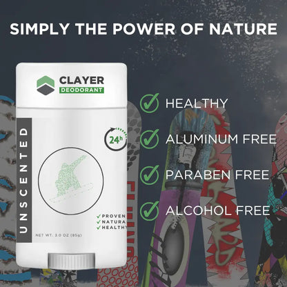Natural Deodorant - Snowboarders - 3.35 OZ - NEW FORMULA - CLAYER