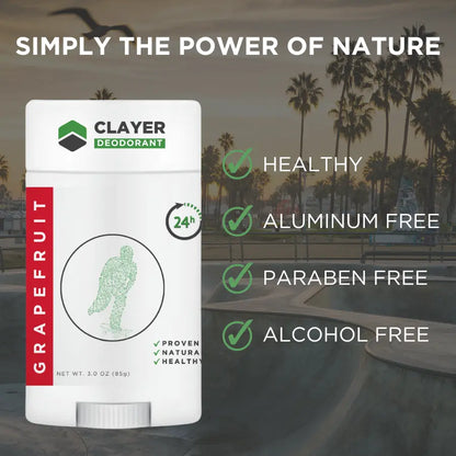 Natural Deodorant - Skateboarders - 3.35 OZ - NEW FORMULA - CLAYER
