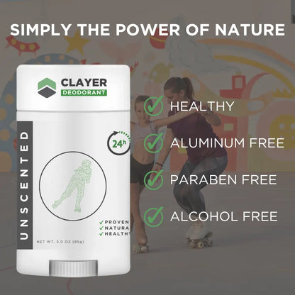 Natural Deodorant - Roller Skaters - 3.35 OZ - NEW FORMULA - CLAYER