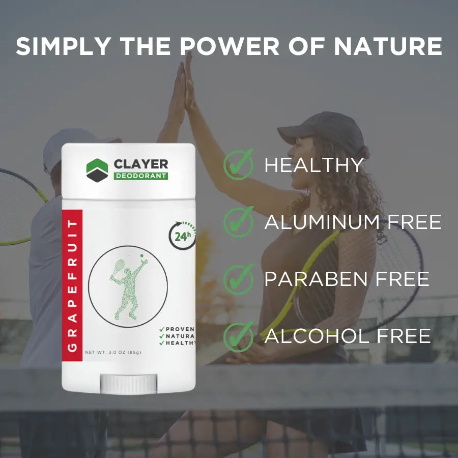Best Natural Deodorant Tennis - 3.35 OZ - NEW FORMULA - CLAYER