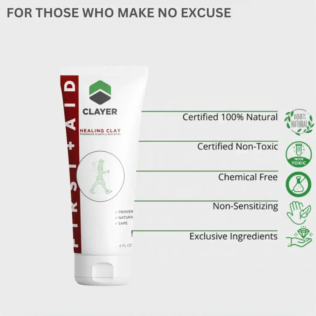 First-Aid - Adventure Care - Skin Recovery Cuts, Poison Ivy, Oak, Sumac, Insect bites - CLAYER