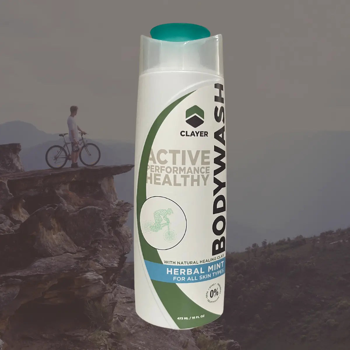 Mountain Bike Natural BodyWash - 16 fl. oz CLAYER- green clay - healing clay - bentonite clay