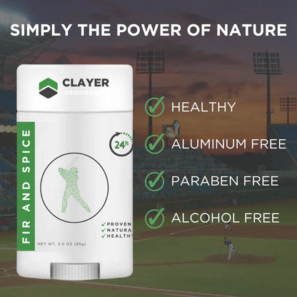 Natural Deodorant - Baseball Players - 3.35 OZ - NEW FORMULA - CLAYER