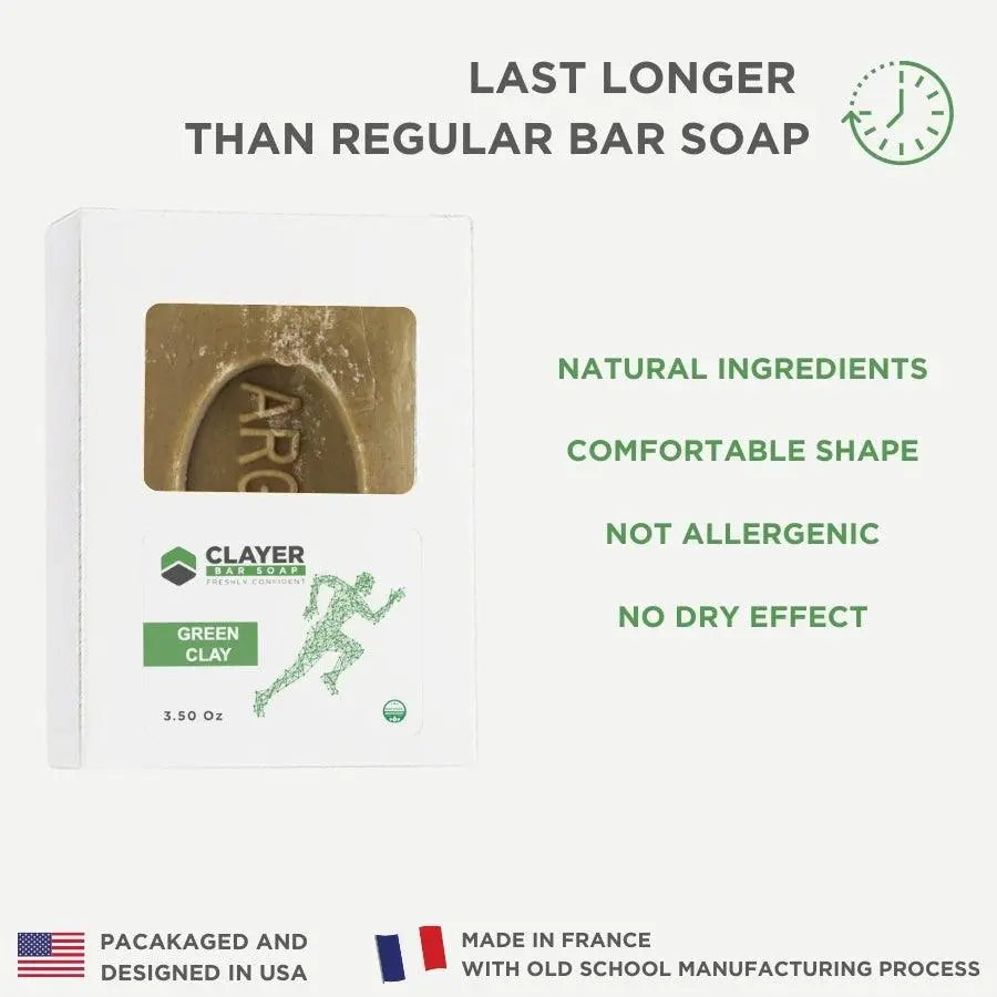 Clayer - Active Natural Bar Soap - 3.5 oz - CLAYER