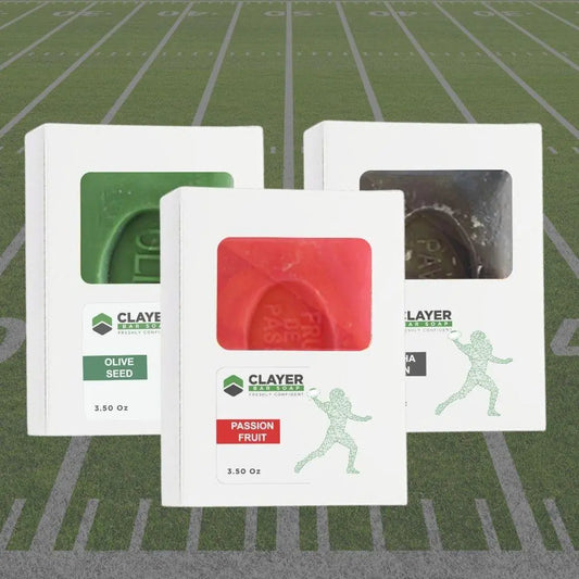 Clayer — Натуральное кусковое мыло Football — 3.5 унции — упаковка из 3 шт. — CLAYER