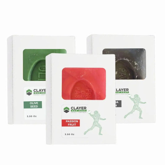 Clayer - Jabón en barra natural de fútbol - 3.5 oz - Paquete de 3 - CLAYER
