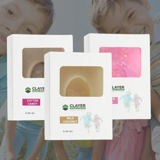 Clayer - Savon naturel en barre pour enfants - 3.5 oz - Paquet de 3 - CLAYER