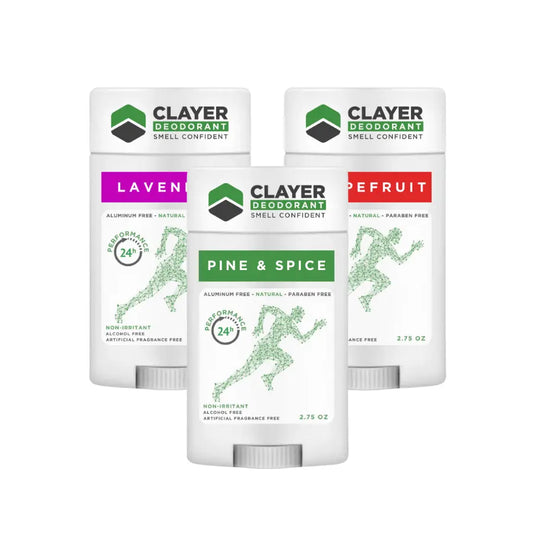Desodorante Natural Clayer - Estilo de Vida Ativo - 2.75 OZ - Pacote de 3 - CLAYER