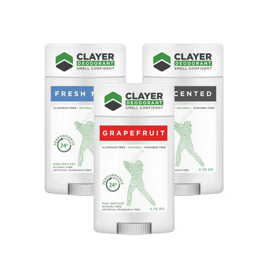Desodorante natural Clayer - Jugadores de béisbol - 2.75 OZ - Paquete de 3 - CLAYER