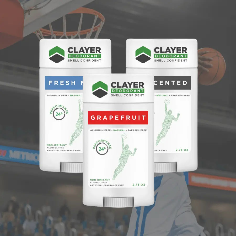 Desodorante Natural Clayer - Jogadores de Basquete - 2.75 OZ - Pacote de 3 - CLAYER