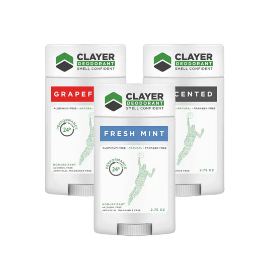Desodorante Natural Clayer - Jogadores de Basquete - 2.75 OZ - Pacote de 3 - CLAYER