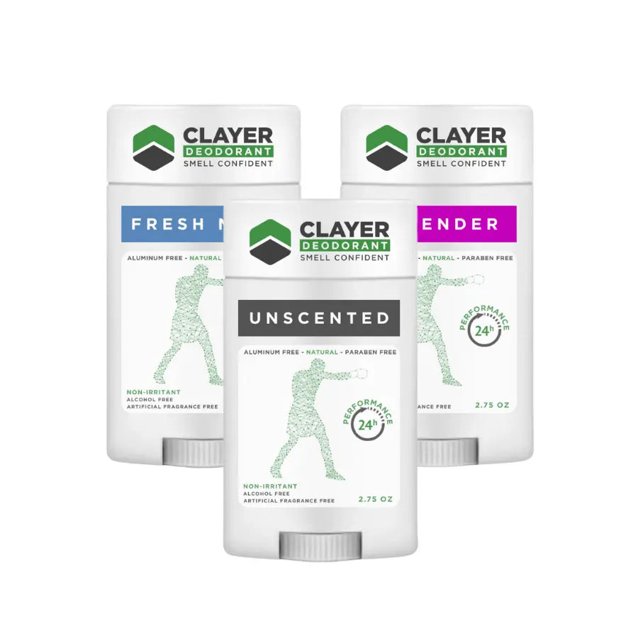 Clayer Natural Deodorant - Fighter Pro Sport - 2.75 OZ - Pack of 3 - CLAYER