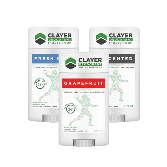 Clayer Natural Deodorant - Football Pro Sport - 2.75 OZ - Pack of 3 - CLAYER