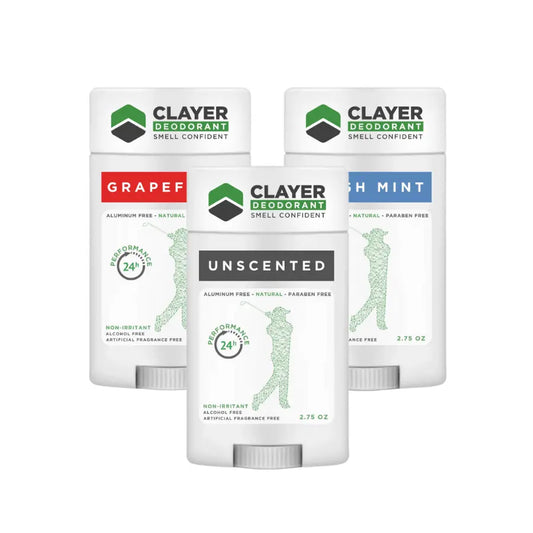 Desodorante Natural Clayer - Golfistas 2.75 OZ - Pacote de 3 - CLAYER