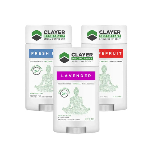 Clayer Natural Deodorant - Terveys ja rauha 2.75 OZ - 3 kpl pakkaus - CLAYER