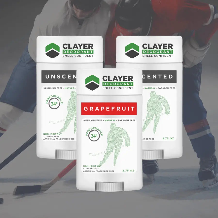 Deodorante naturale Clayer - Giocatori di hockey - 2.75 OZ - Confezione da 3 - CLAYER