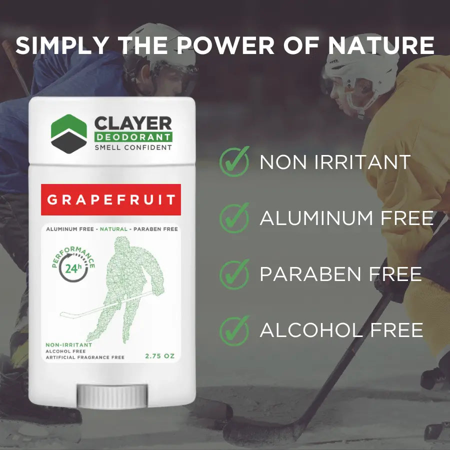 Clayer Natural Deodorant - Hockey Players - 2.75 OZ - Pack of 3 - CLAYER
