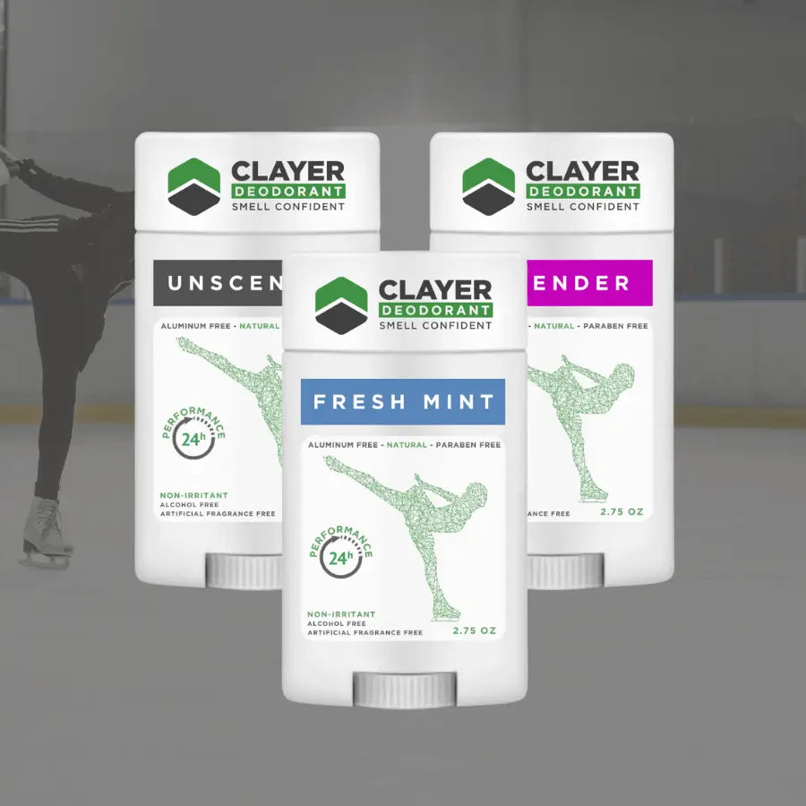 Desodorante Natural Clayer - Patinadores no Gelo - 2.75 OZ - Pacote de 3 - CLAYER