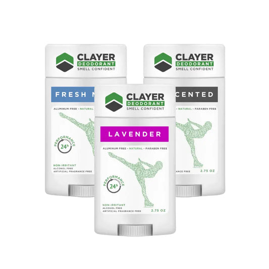 Deodorante naturale Clayer - Pattinatori su ghiaccio - 2.75 OZ - Confezione da 3 - CLAYER