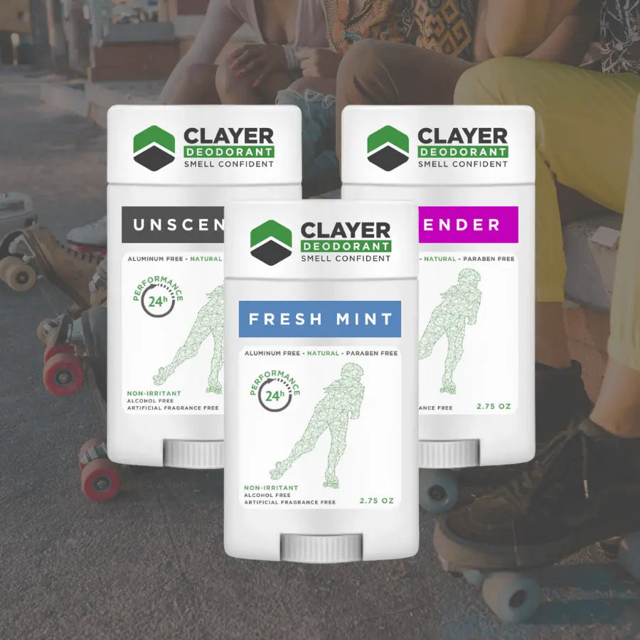 Clayer 天然除臭剂 - 溜冰鞋 - 2.75 盎司 - 3 件装 - CLAYER