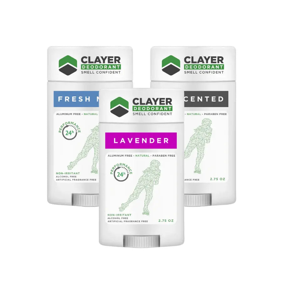 Clayer Natural Deodorant - Roller Skaters - 2.75 OZ - Pack of 3 - CLAYER