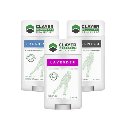 Desodorante Natural Clayer - Patinadores - 2.75 OZ - Pacote de 3 - CLAYER