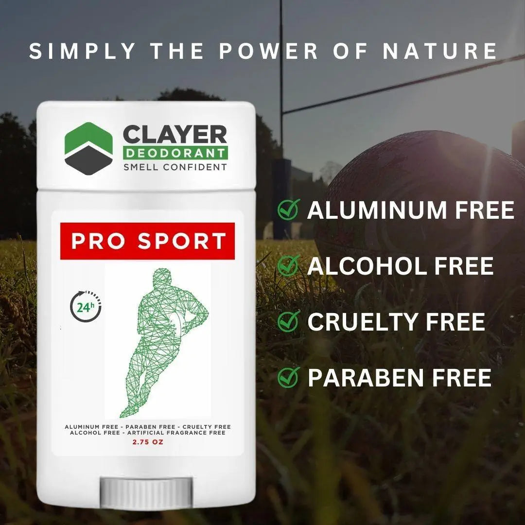 Clayer Natürliches Deodorant – Rugby Pro Sport – 2.75 OZ – 3er-Pack – CLAYER