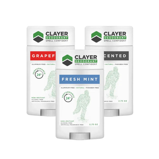 Clayer 天然除臭剂 - 滑板 - 2.75 盎司 - 3 件装 - CLAYER