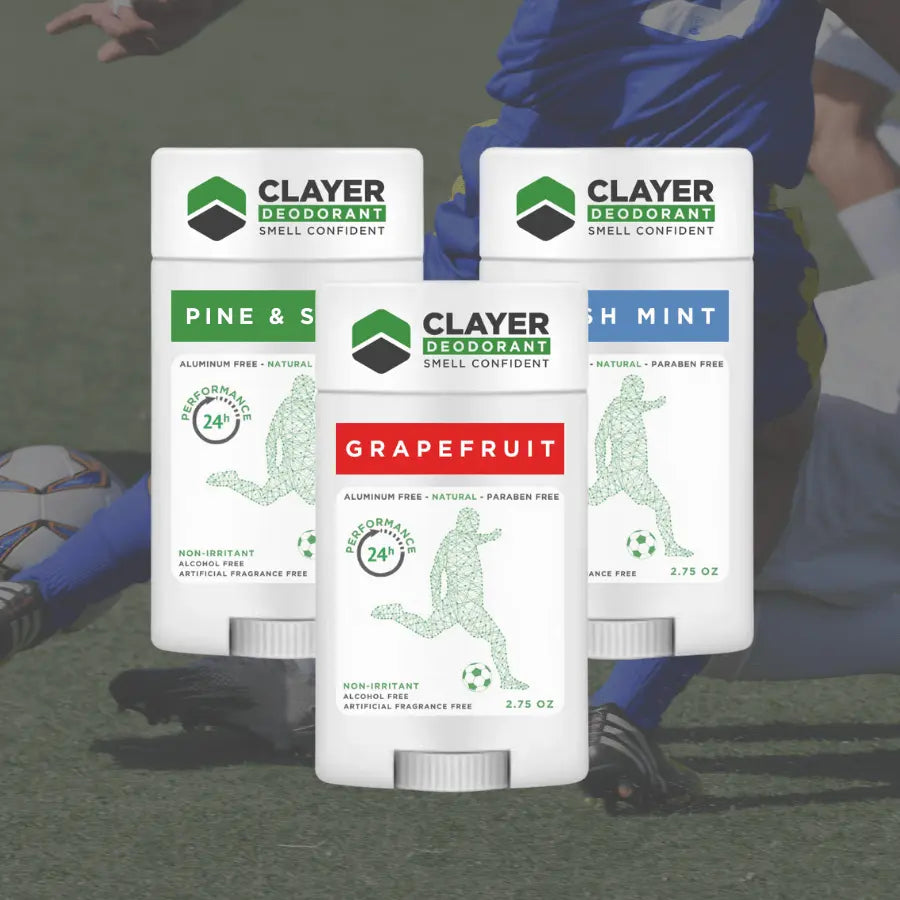 Clayer 天然除臭剂 - 足球运动员 - 2.75 盎司 - 3 件装 - CLAYER