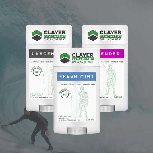 Desodorante natural Clayer - Surfers - 2.75 OZ - Paquete de 3 - CLAYER
