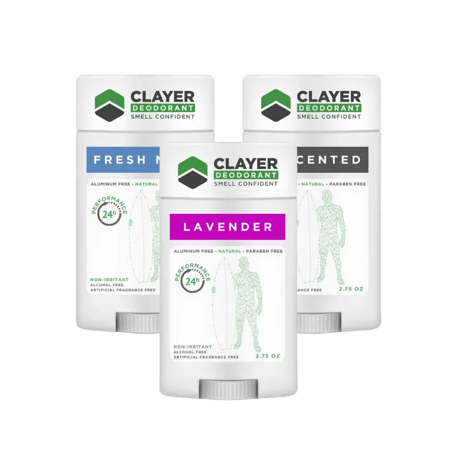 Clayer Natural Deodorant - Surfers - 2.75 OZ - Pack of 3 - CLAYER