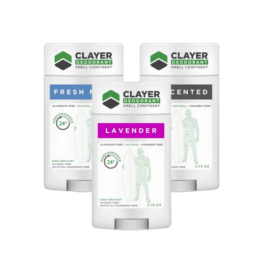 Desodorante Natural Clayer - Surfistas - 2.75 OZ - Pacote de 3 - CLAYER
