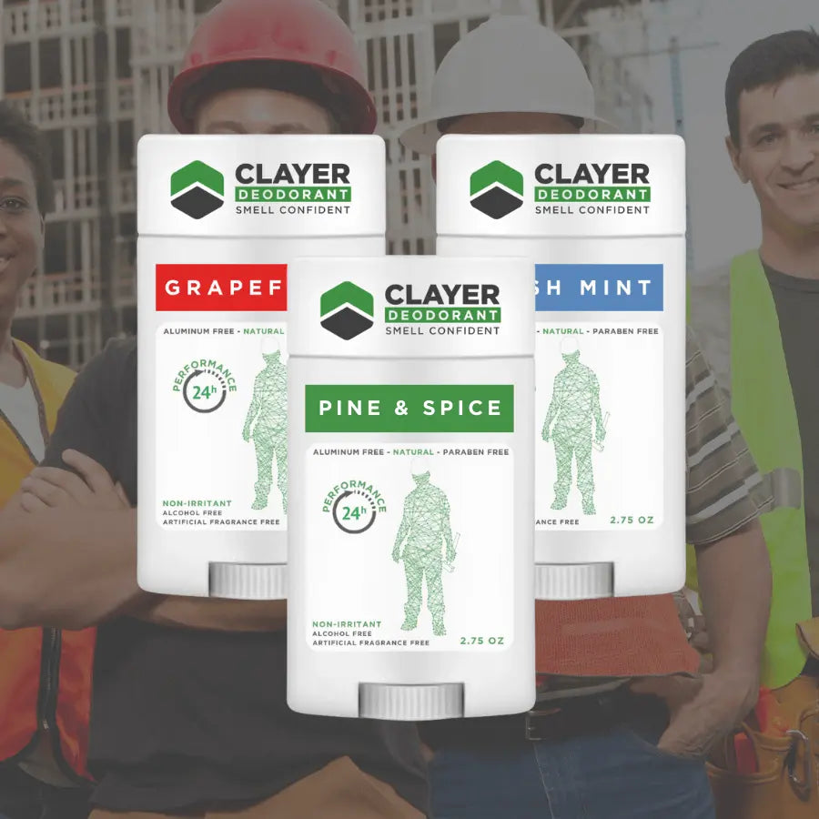 Clayer Natürliches Deodorant – Arbeiter – 2.75 OZ – 3er-Pack – CLAYER