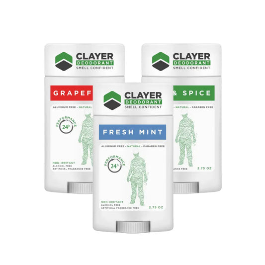 Desodorante Natural Clayer - Trabalhadores - 2.75 OZ - Pacote de 3 - CLAYER