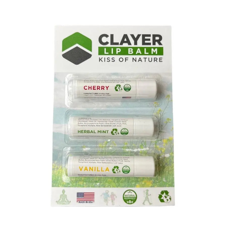 Clayer Natural Lip Balm - 3 kpl pakkaus - CLAYER