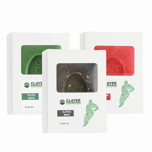 Clayer - 橄榄球天然肥皂 - 3.5 盎司 - 3 件装 - CLAYER