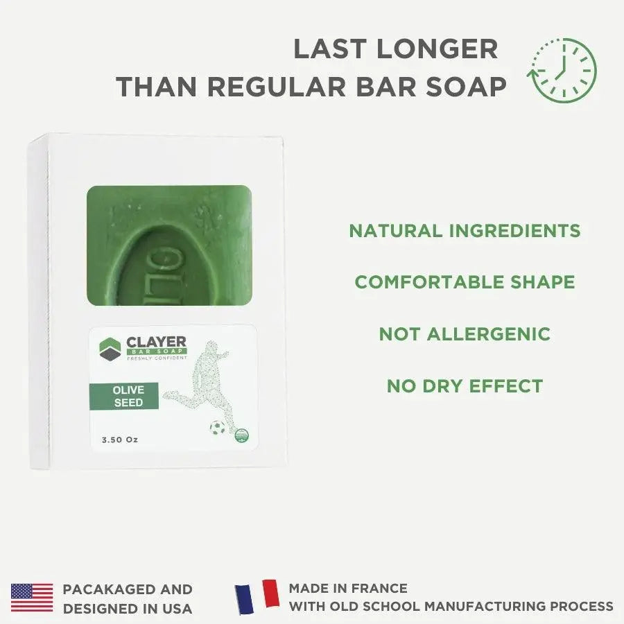 Clayer - Soccer Natural Bar Soap - 3.5 oz - CLAYER