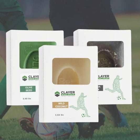 Clayer — Натуральное мыло Soccer Soccer — 3.5 унции — Упаковка из 3 шт. — CLAYER