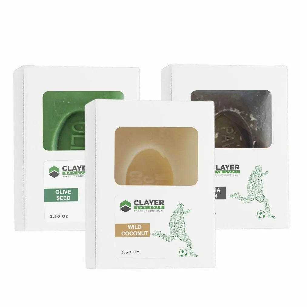 Clayer - Soccer Natural Bar Soap - 3.5 oz - Pack of 3 - CLAYER