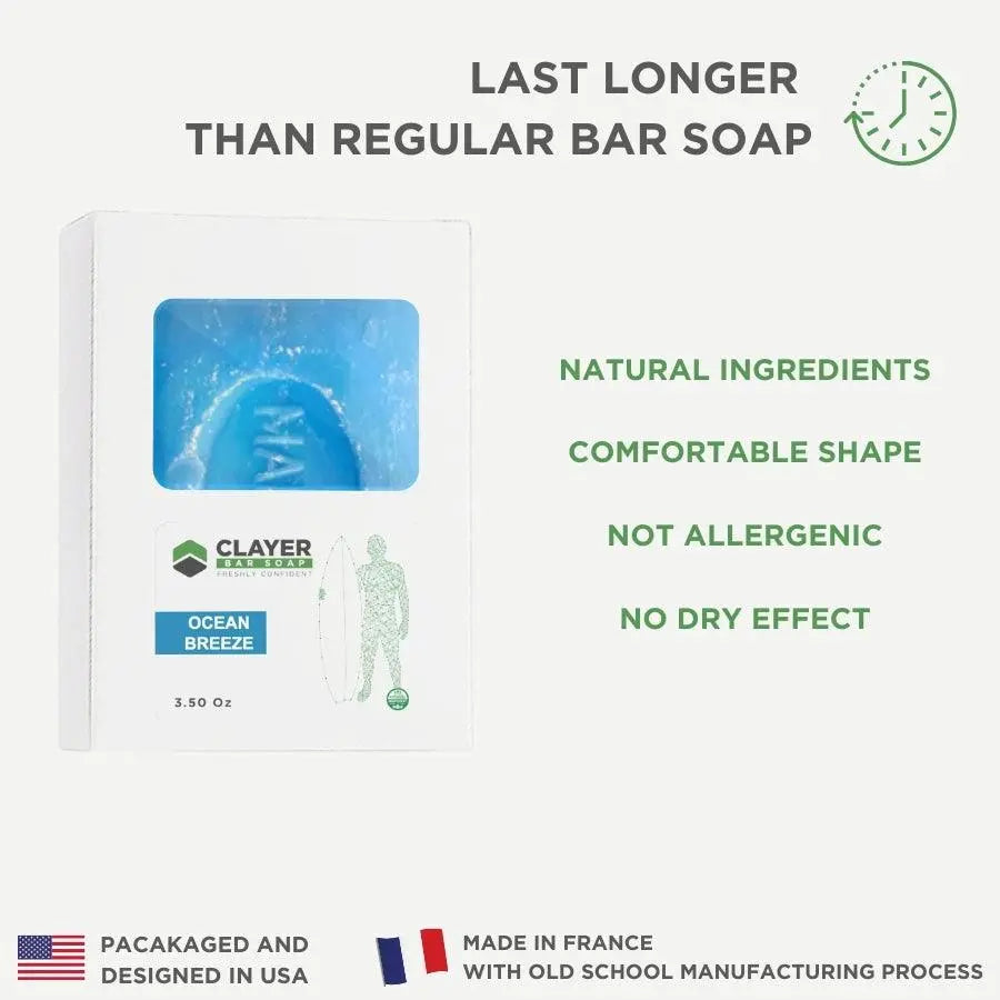 Clayer – Surf Natural Bar Soap – 3.5 oz – CLAYER