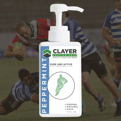Organic Best Castile Soap - Rugby Players - 16 fl oz. - CLAYER