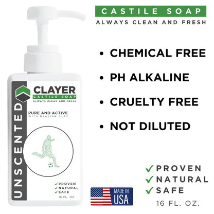 Organic Castile Soap - Soccer - 16 fl oz. - CLAYER