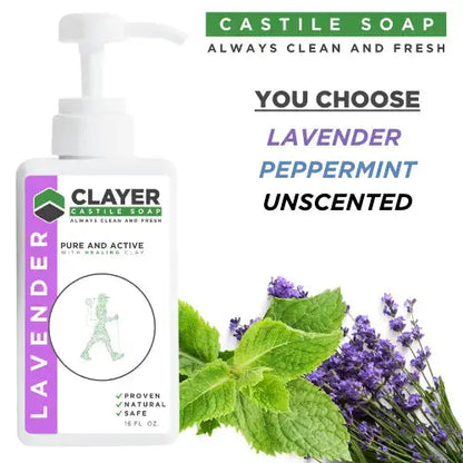 Organic Castile Soap - Adventurers/Outdoorsy - 16 fl oz. - CLAYER