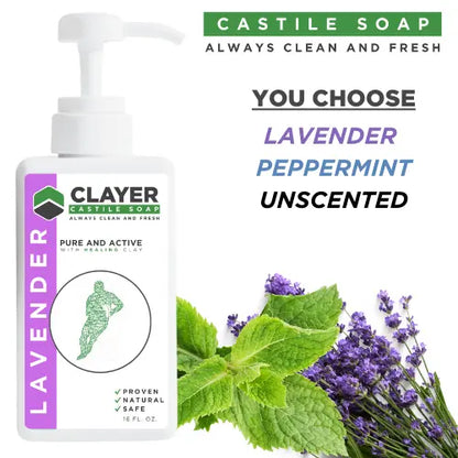 Organic Best Castile Soap - Rugby Players - 16 fl oz. - CLAYER
