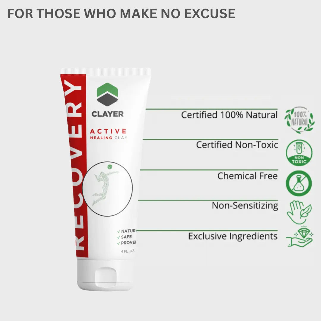 Sports Recovery - Volleyball Player Faster Recovery - 4 FL.OZ CLAYER- green clay - healing clay - bentonite clay